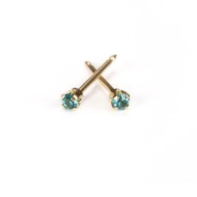 Maquillage Mini Décembre / zircon bleu / or jaune 2 mm. 14k | Faces Cosmétiques