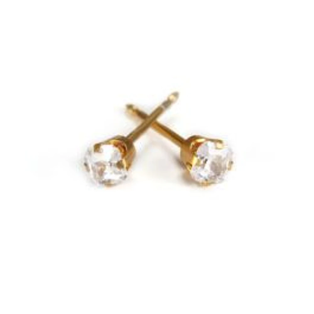 Maquillage Zircon princess cut (square) gold 3mm. 14K | Faces Cosmétiques