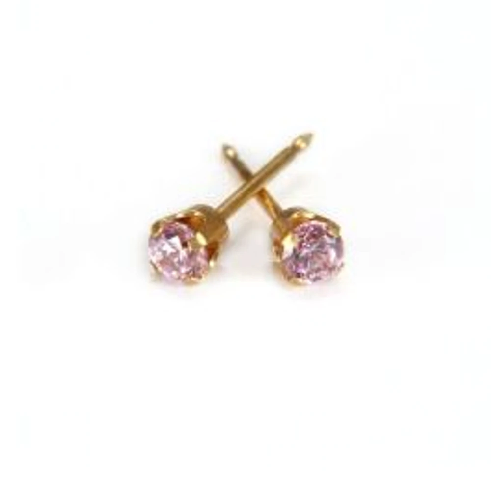 Maquillage Zircon cubique rose or jaune 3mm. 14k | Faces Cosmétiques