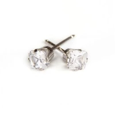 Maquillage Zircon coupe princesse or blanc 4mm. 14K | Faces Cosmétiques