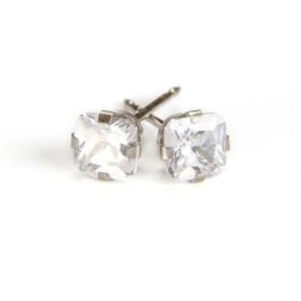 Maquillage Zircon princess cut (square) white gold 5mm. 14K | Faces Cosmétiques