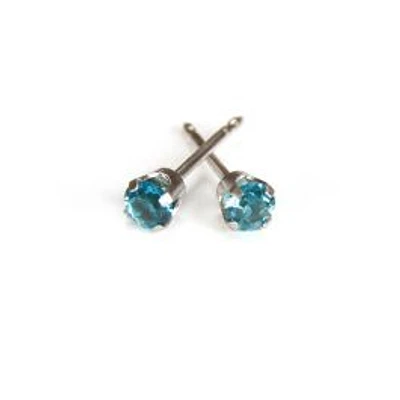 Maquillage December / bleu zircon/ white gold 14K 3mm | Faces Cosmétiques