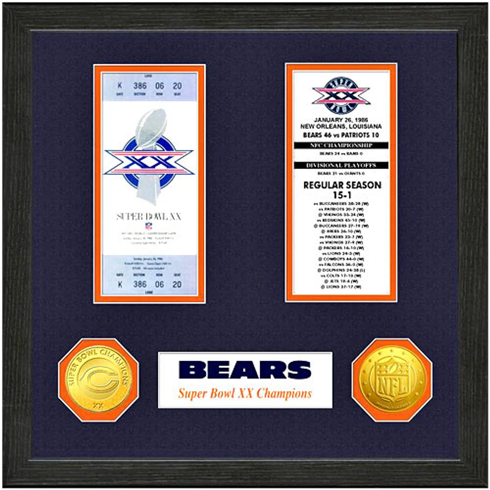 Chicago Bears Super Bowl Ticket Collection Wall Frame