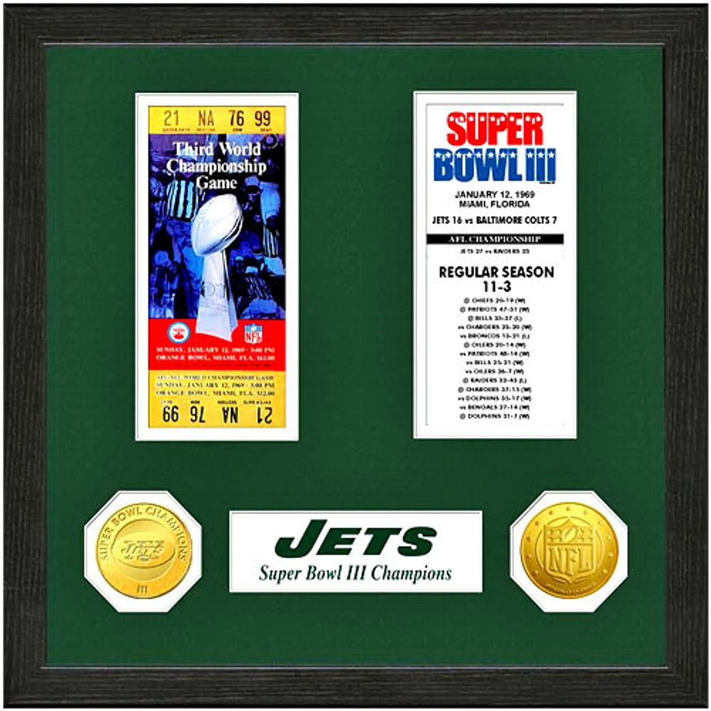 New York Jets Super Bowl Ticket Collection Wall Frame