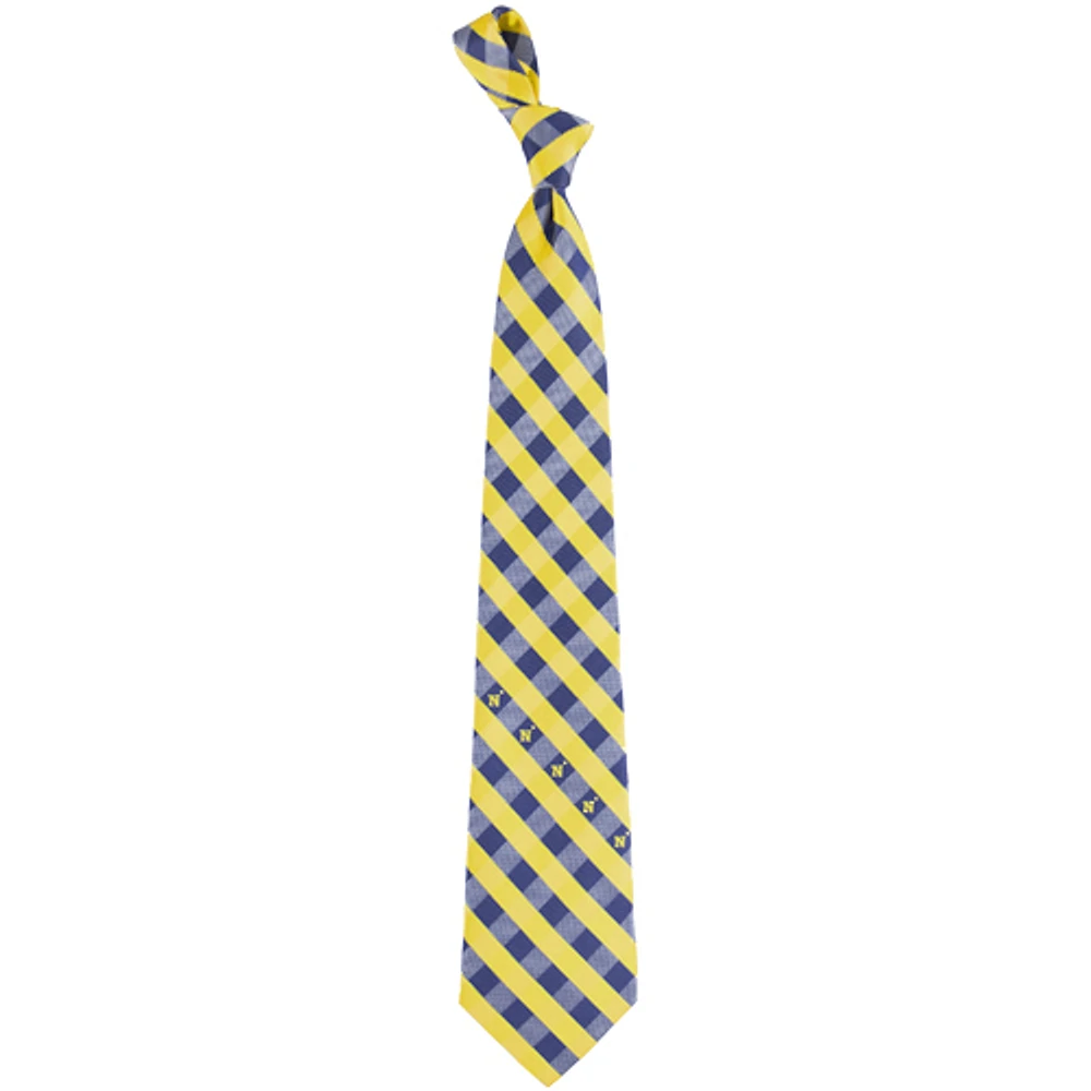 Navy Midshipmen Woven Checkered Tie - Navy Blue/Gold
