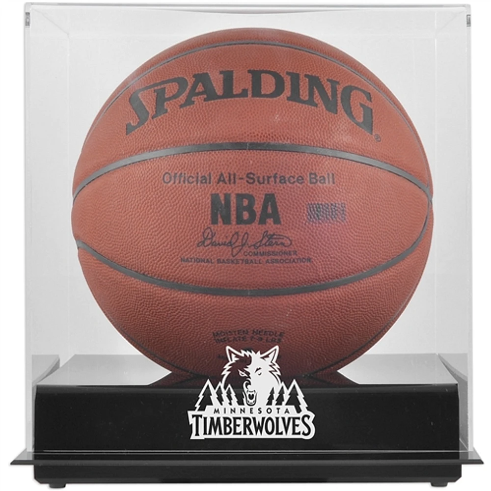 Minnesota Timberwolves (2008-2017) Blackbase Team Logo Basketball Display Case with Mirrored Back