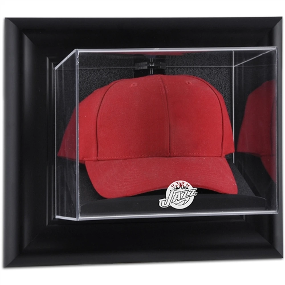Utah Jazz Black Framed Hardwood Classics 2004 - 2016 Team Logo Wall-Mounted Cap Display Case