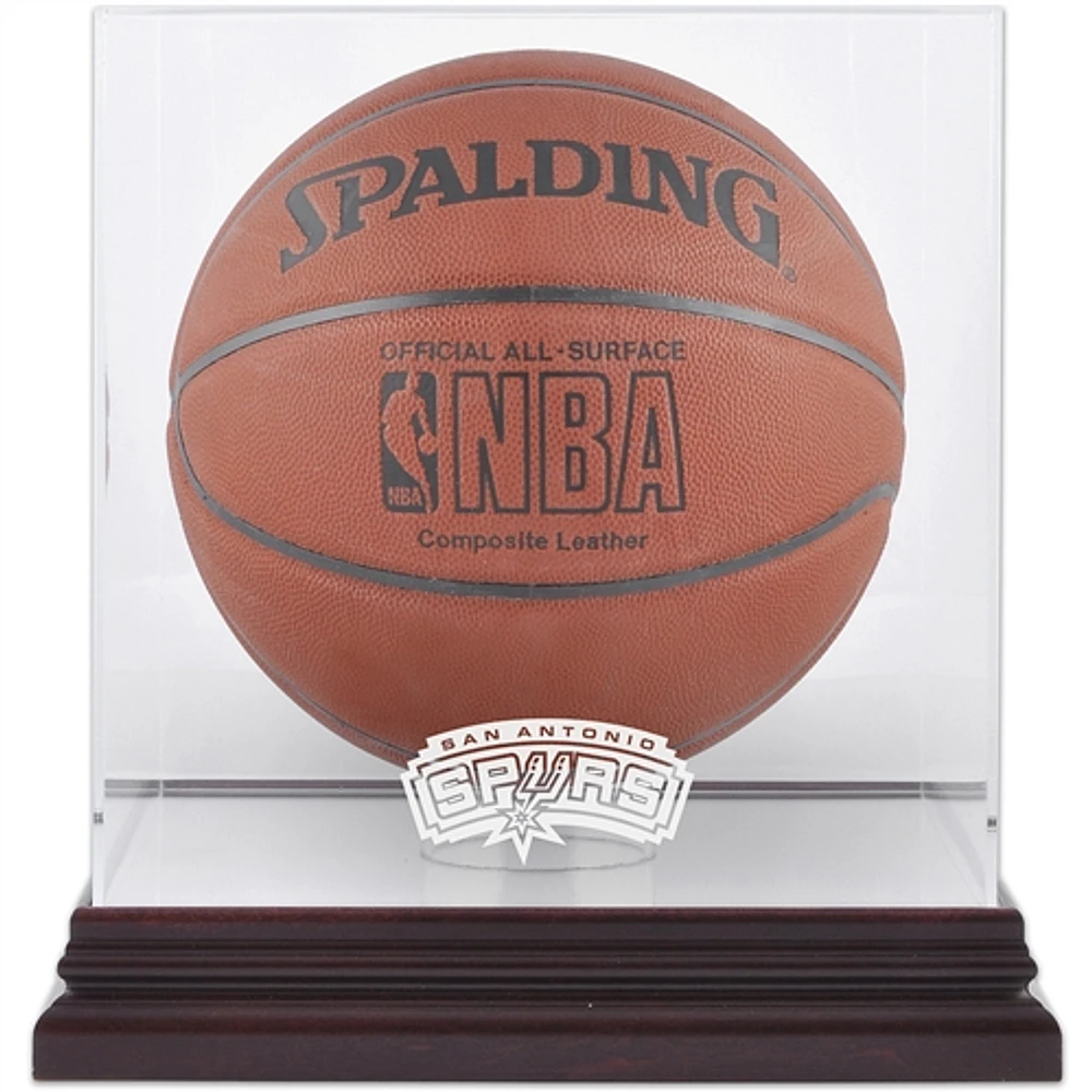 San Antonio Spurs (-) Mahogany Team Logo Basketball Display Case with Mirrored Back