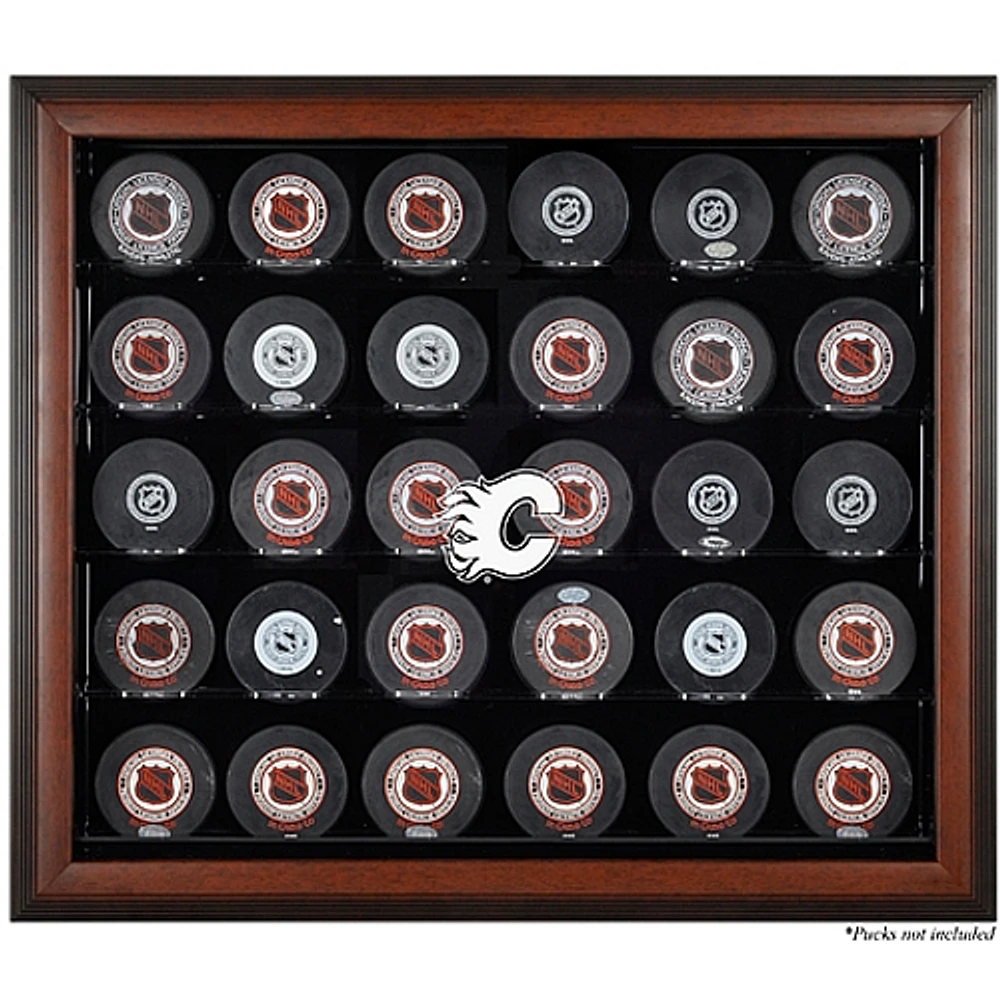 Calgary Flames 30-Puck Brown Display Case