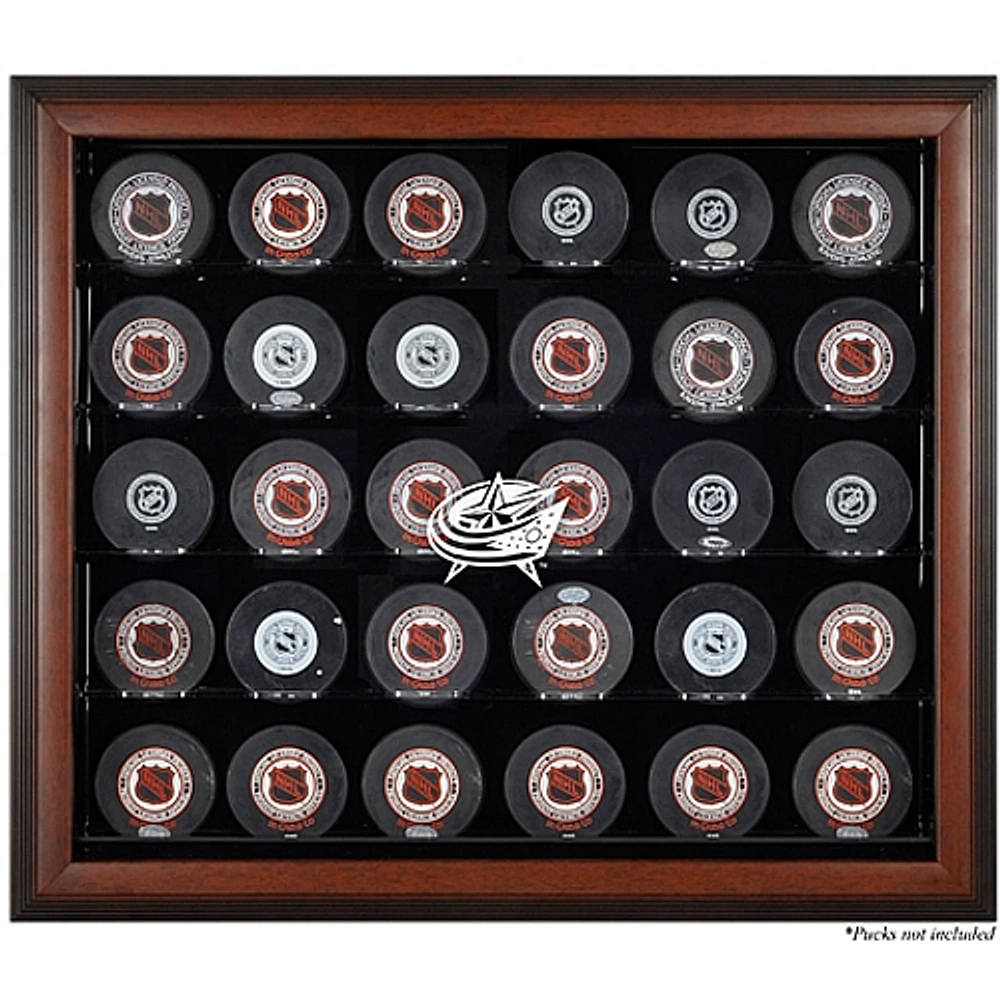 Columbus Blue Jackets 30-Puck Brown Display Case