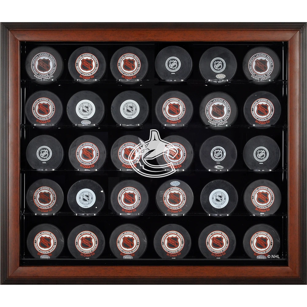 Vancouver Canucks 30-Puck Brown Display Case