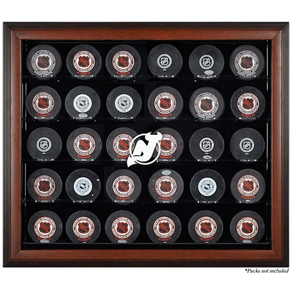 New Jersey Devils 30-Puck Brown Display Case