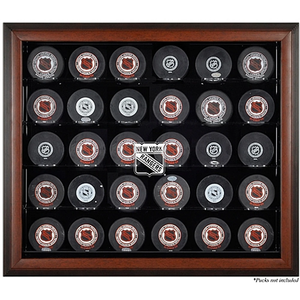 New York Rangers 30-Puck Brown Display Case