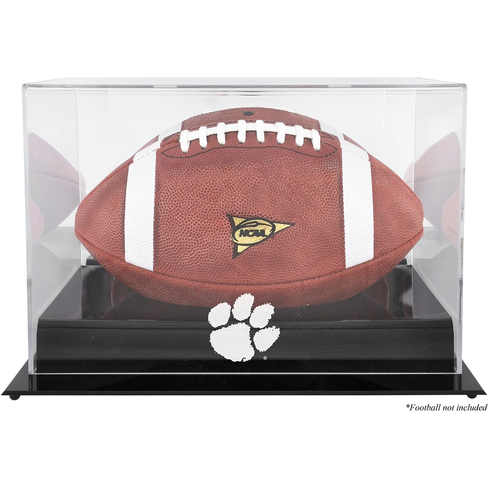 Clemson Tigers Black Base Team Logo Football Display Case with Mirror Back