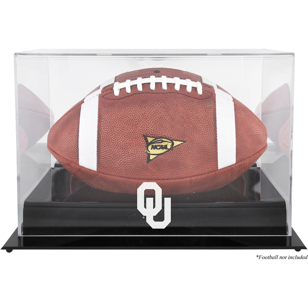 Oklahoma Sooners Black Base Team Logo Football Display Case with Mirror Back