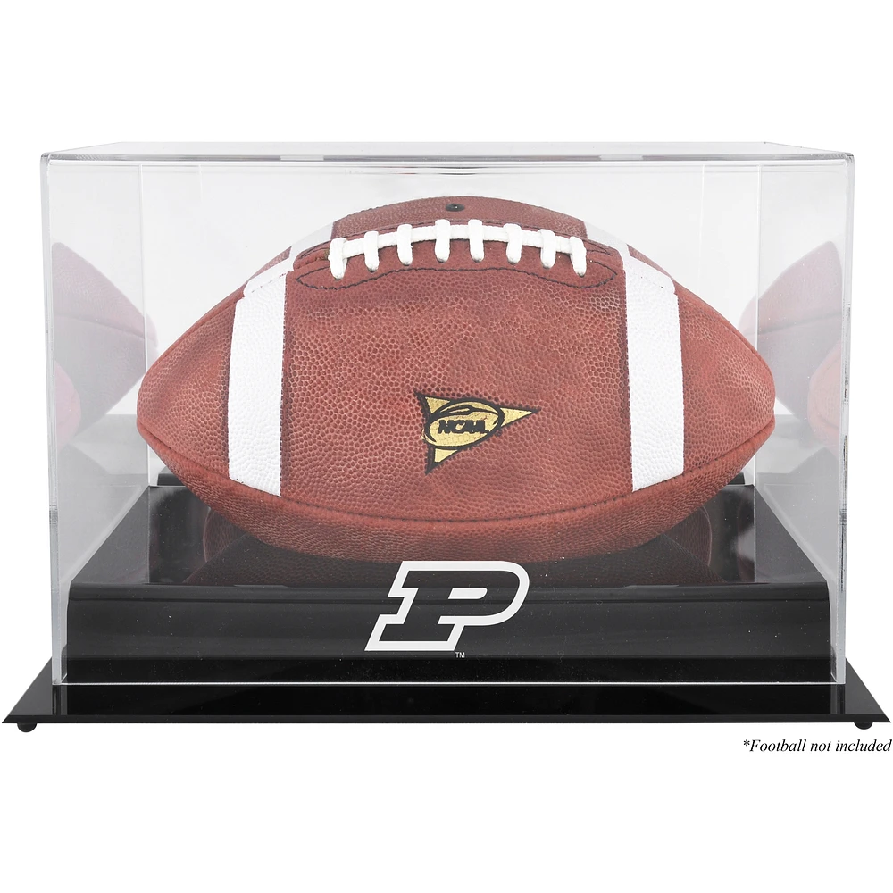 Purdue Boilermakers Black Base Team Logo Football Display Case with Mirror Back
