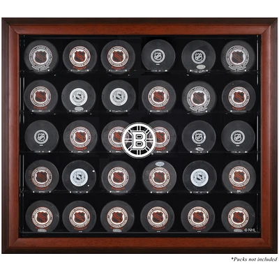 Boston Bruins 30-Puck Mahogany Display Case