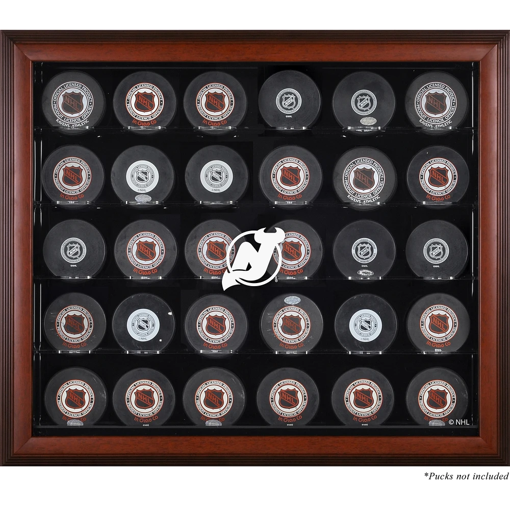New Jersey Devils 30-Puck Mahogany Display Case
