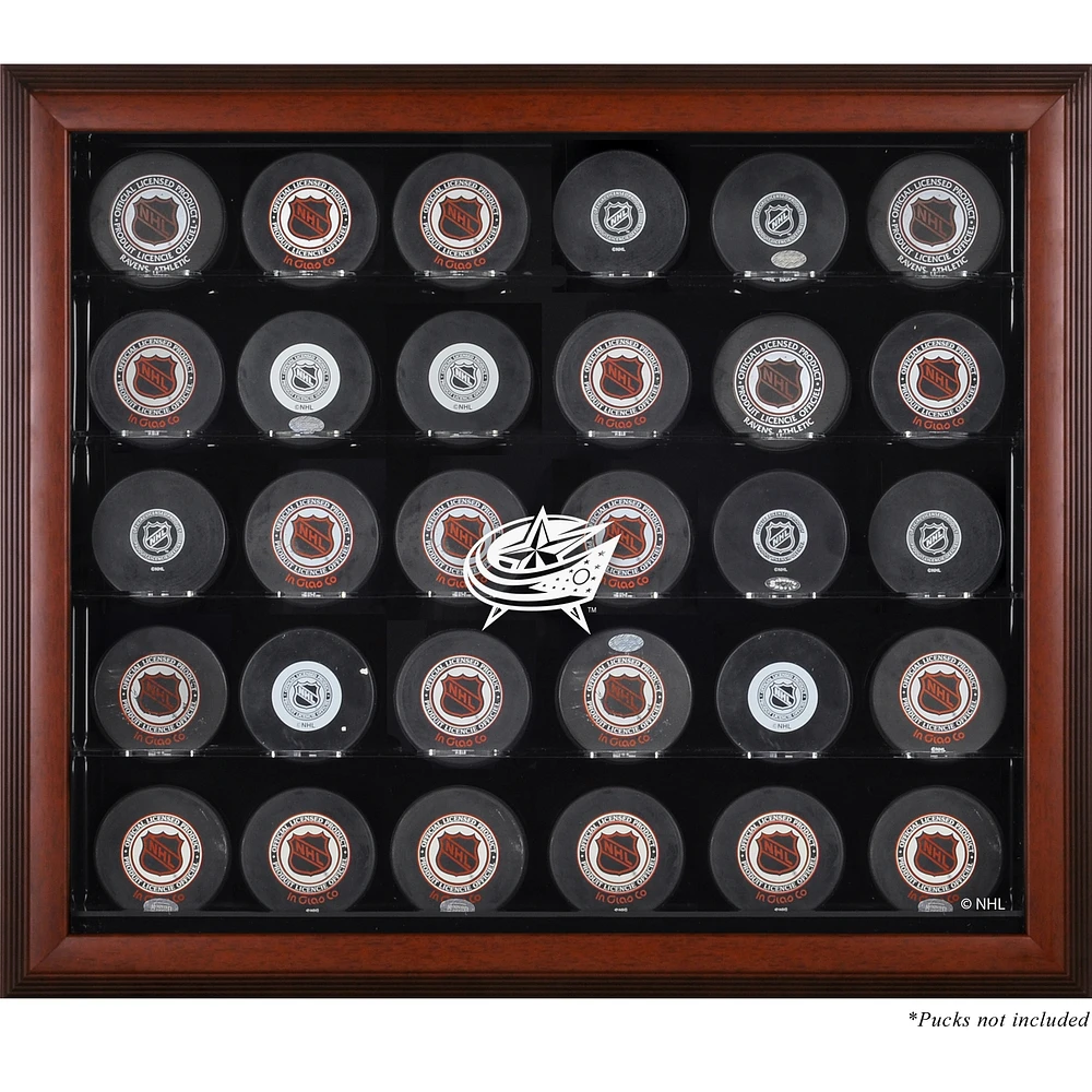 Columbus Blue Jackets 30-Puck Mahogany Display Case