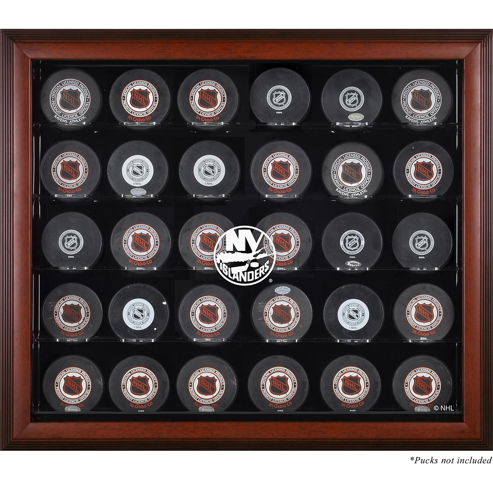 New York Islanders 30-Puck Mahogany Display Case