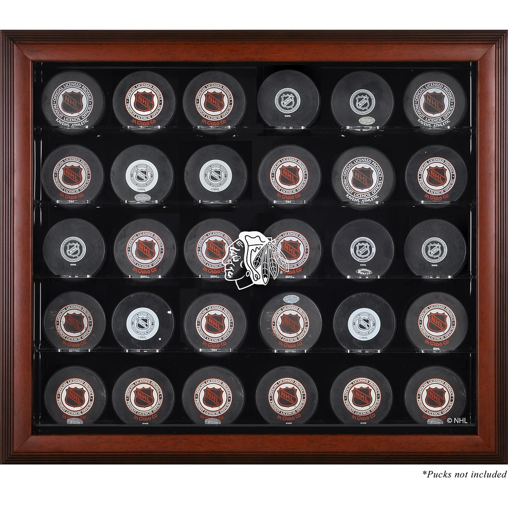 Chicago Blackhawks 30-Puck Mahogany Display Case