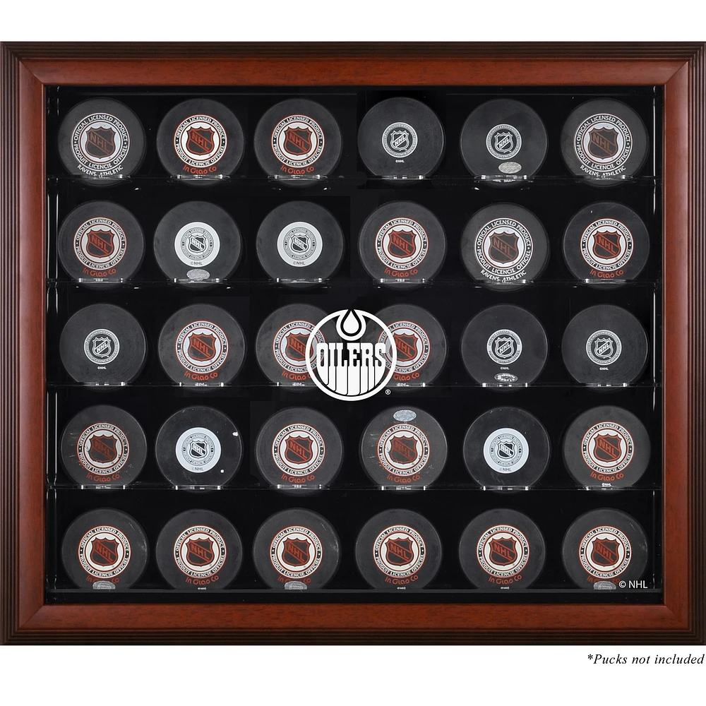 Edmonton Oilers 30-Puck Mahogany Display Case