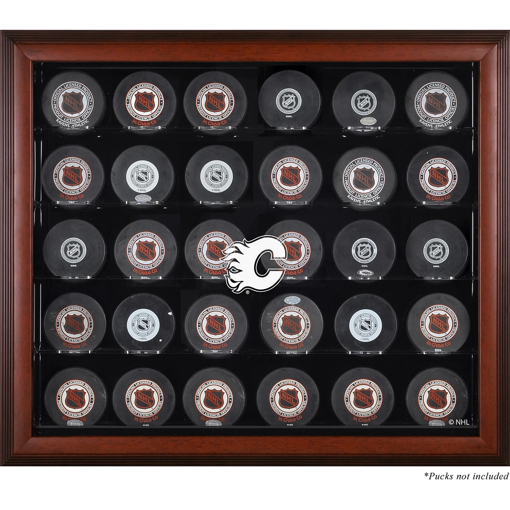 Calgary Flames 30-Puck Mahogany Display Case