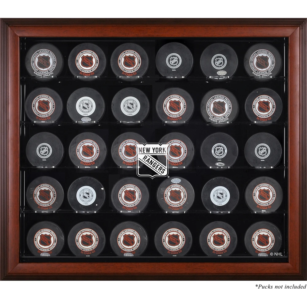 New York Rangers 30-Puck Mahogany Display Case