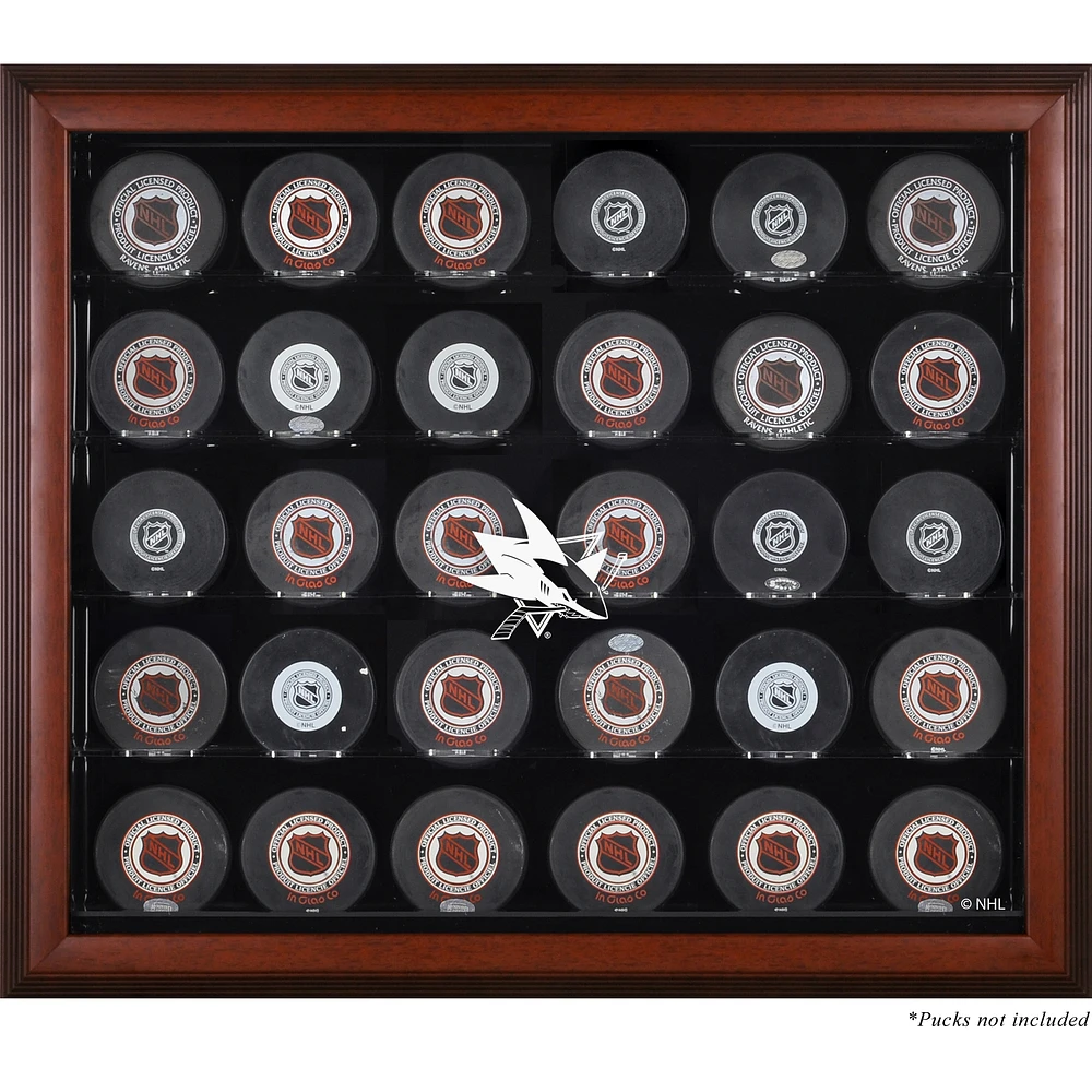 San Jose Sharks 30-Puck Mahogany Display Case