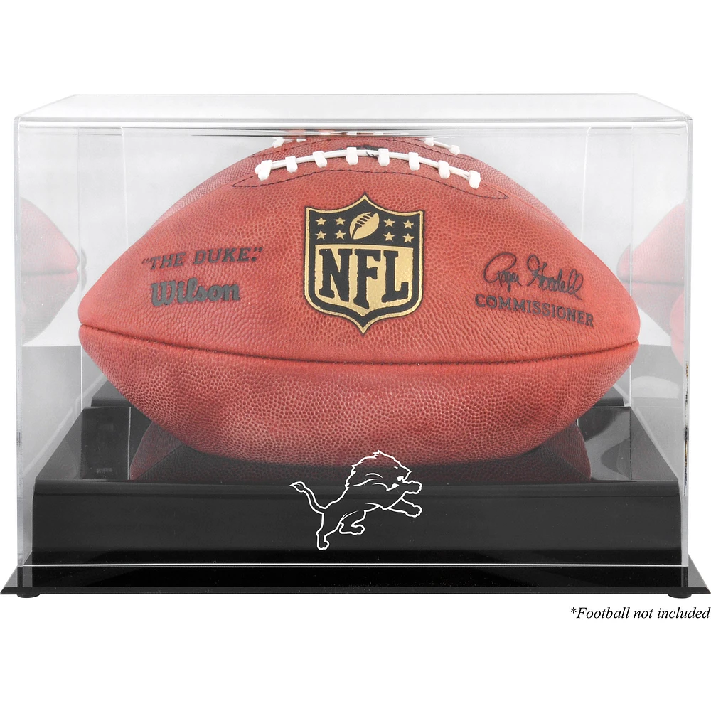 Detroit Lions Black Base Football Logo Display Case with Mirror Back