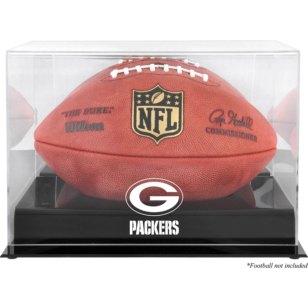 Green Bay Packers Black Base Football Logo Display Case with Mirror Back