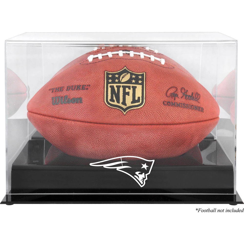 New England Patriots Black Base Football Logo Display Case with Mirror Back