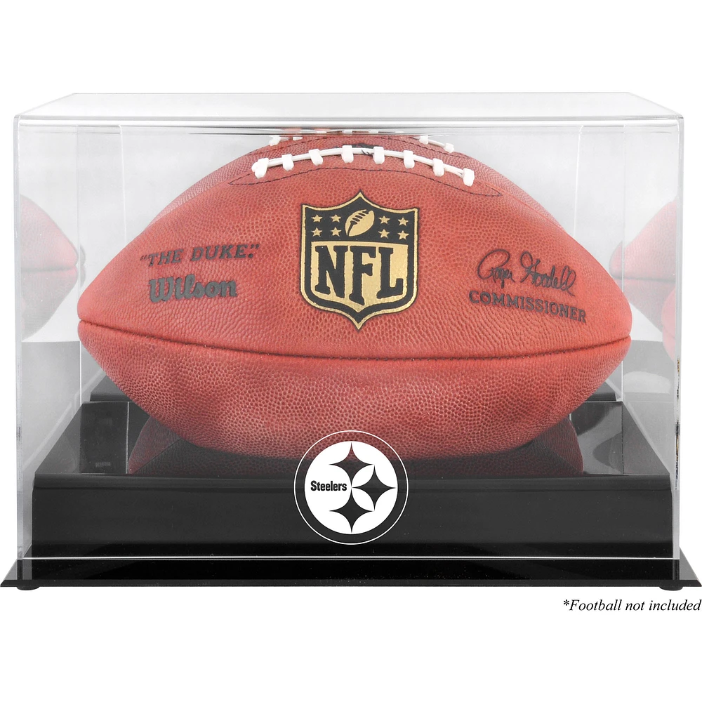 Pittsburgh Steelers Black Base Football Logo Display Case with Mirror Back
