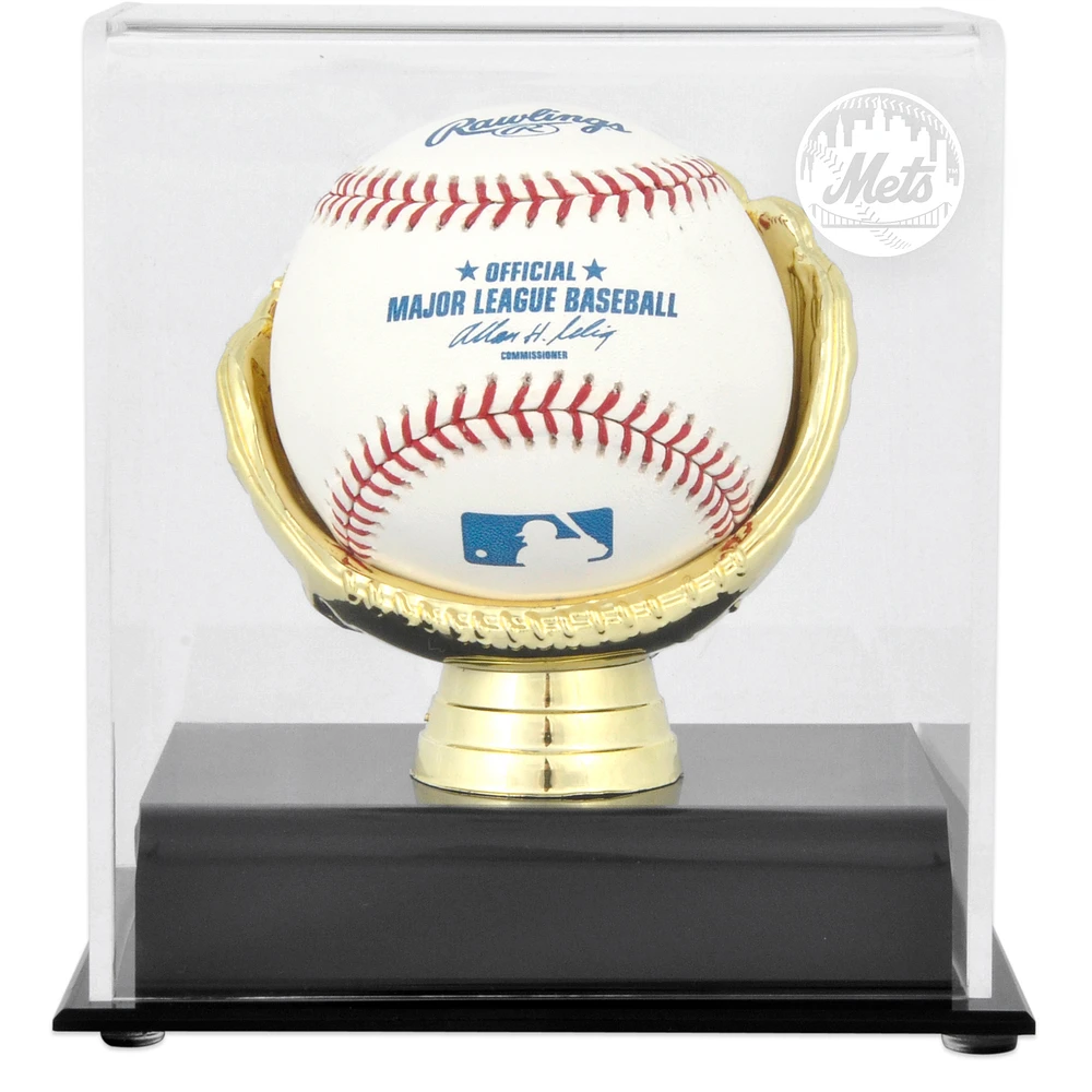 New York Mets Gold Glove Single Baseball Logo Display Case