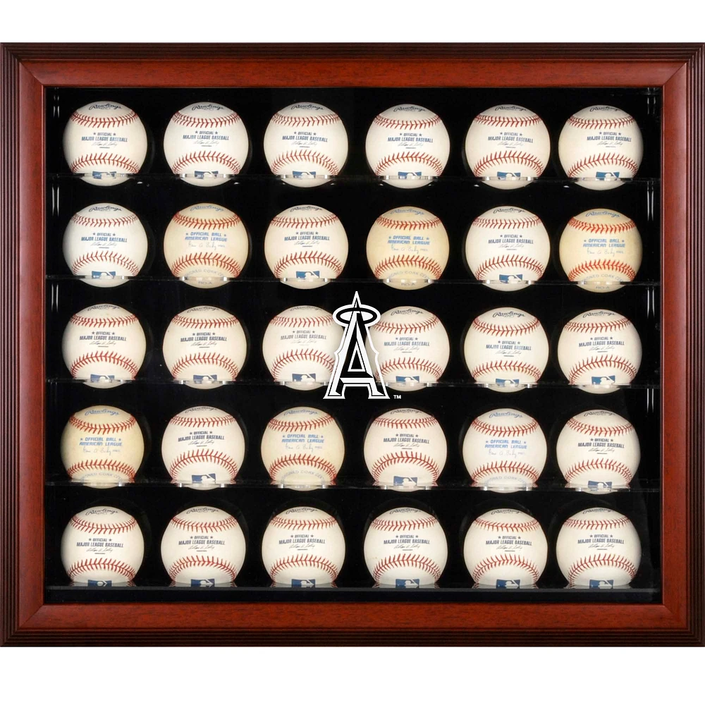 Los Angeles Angels Logo Mahogany Framed 30-Ball Display Case