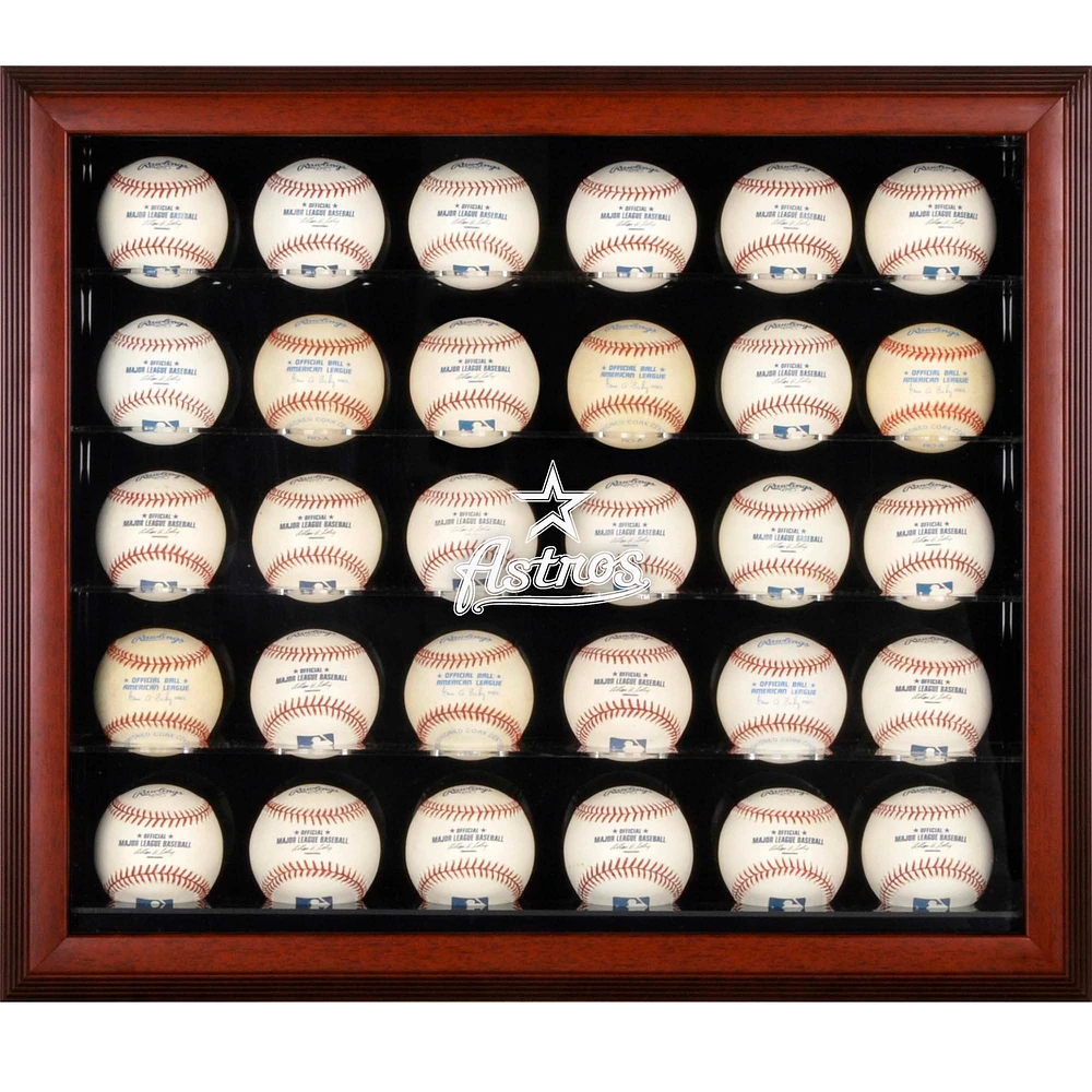 Houston Astros Logo Mahogany Framed 30-Ball Display Case