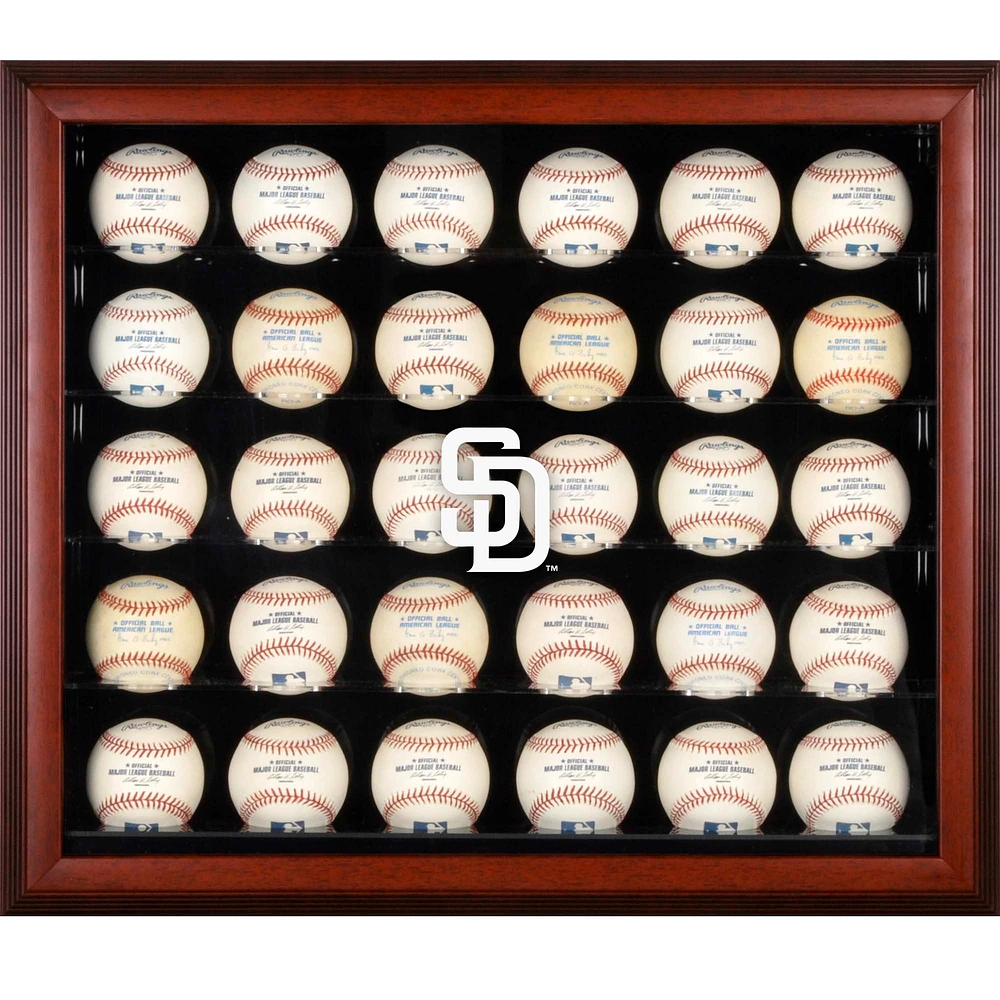 San Diego Padres Logo Mahogany Framed 30-Ball Display Case