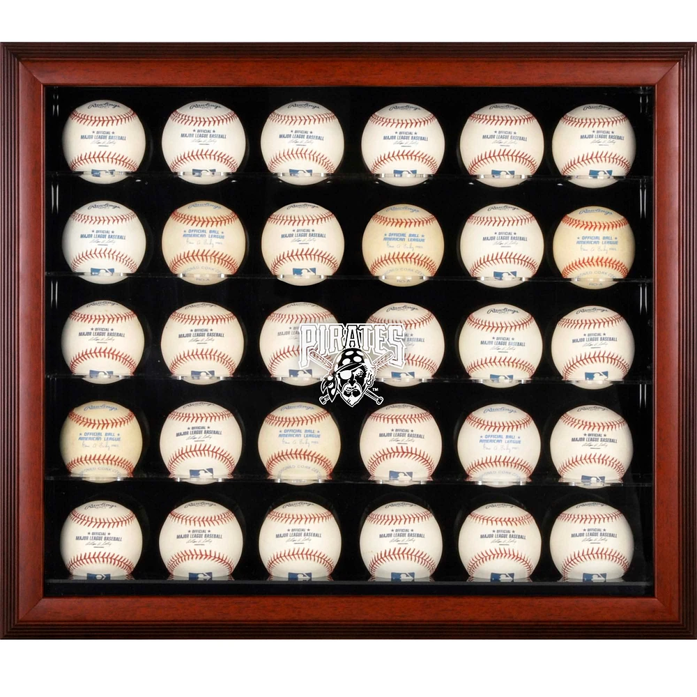 Pittsburgh Pirates Logo Mahogany Framed 30-Ball Display Case