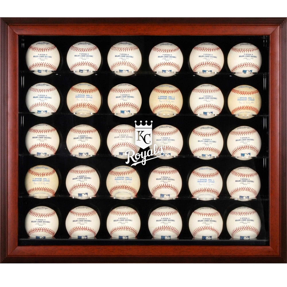 Kansas City Royals Logo Mahogany Framed 30-Ball Display Case