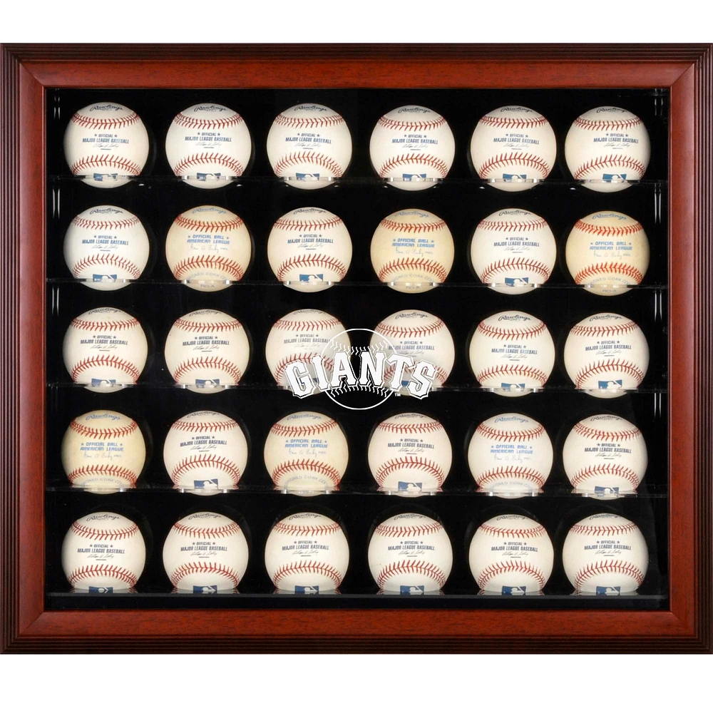 San Francisco Giants Logo Mahogany Framed 30-Ball Display Case