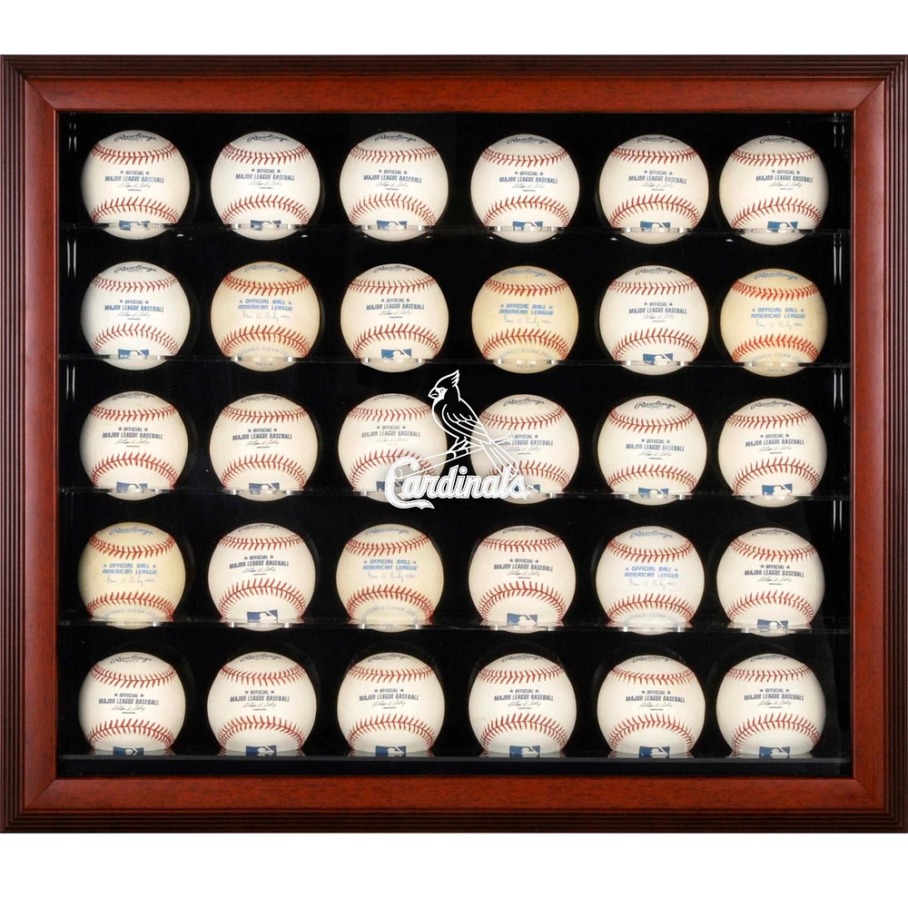 St. Louis Cardinals Logo Mahogany Framed 30-Ball Display Case