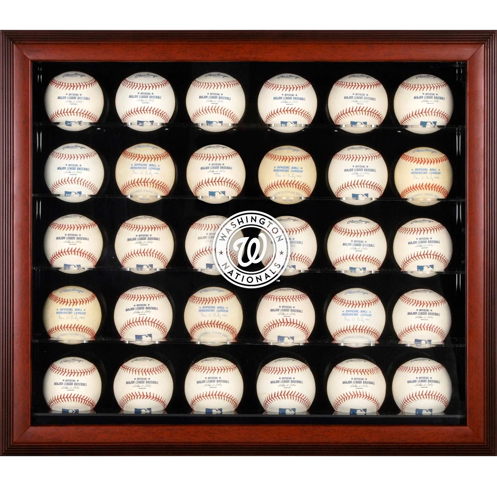 Washington Nationals Logo Mahogany Framed 30-Ball Display Case
