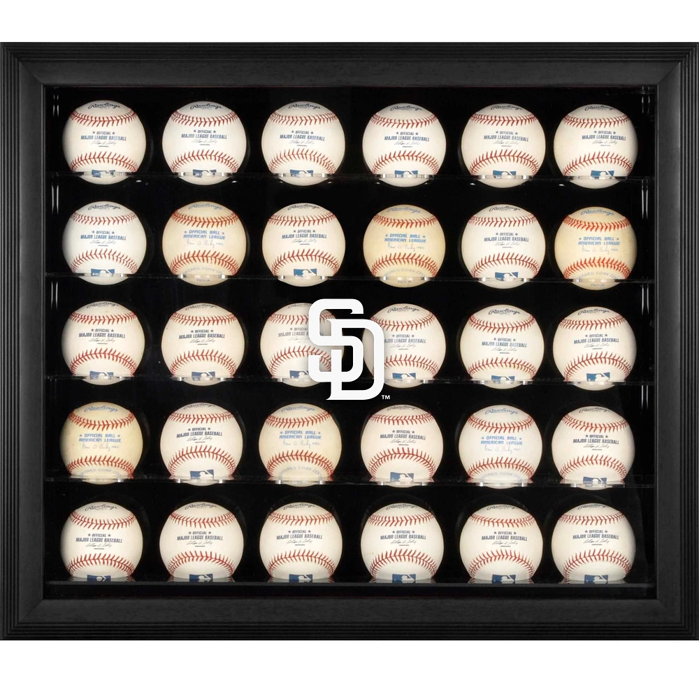 San Diego Padres Logo Black Framed 30-Ball Display Case