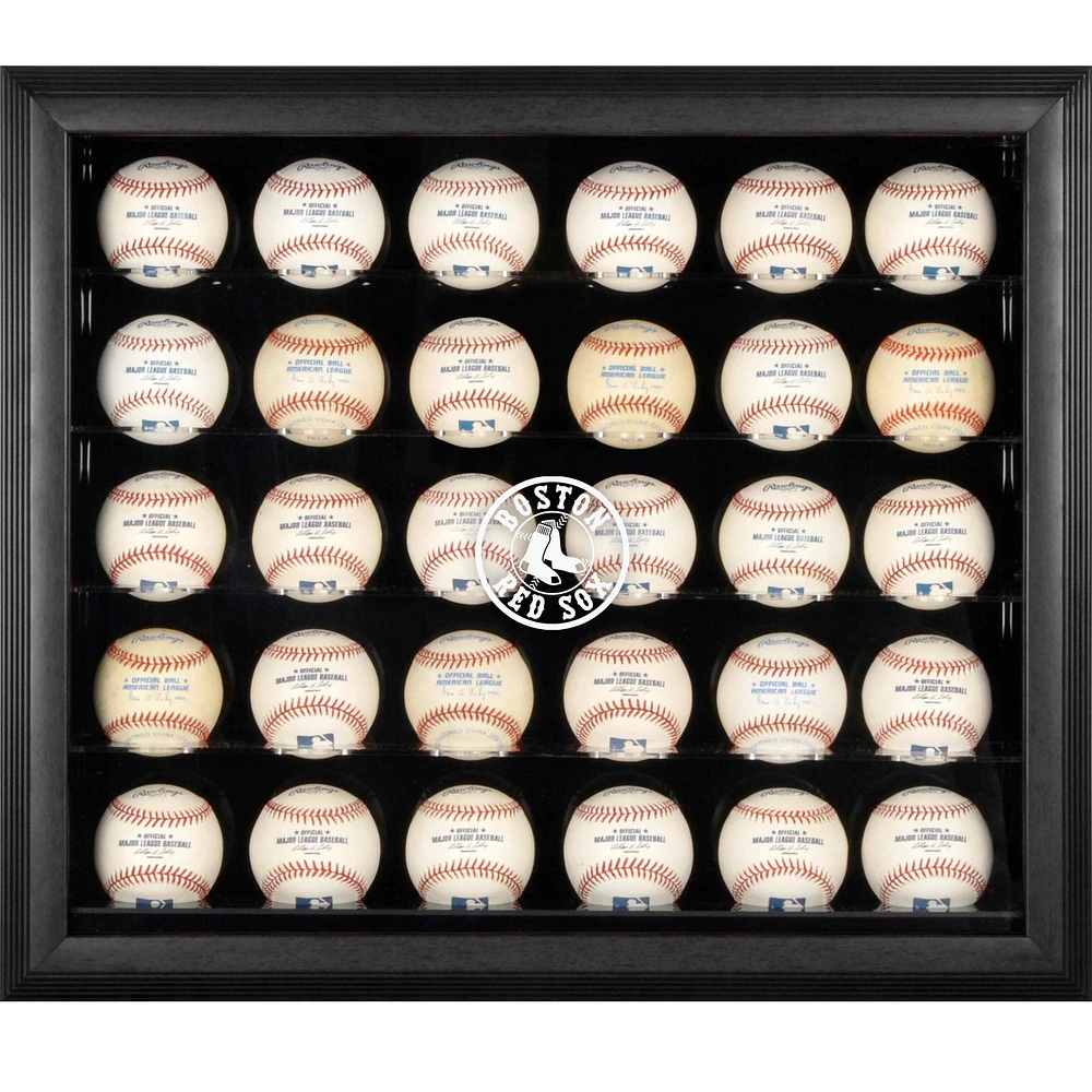 Boston Red Sox Engraved Logo Black Framed 30-Ball Display Case