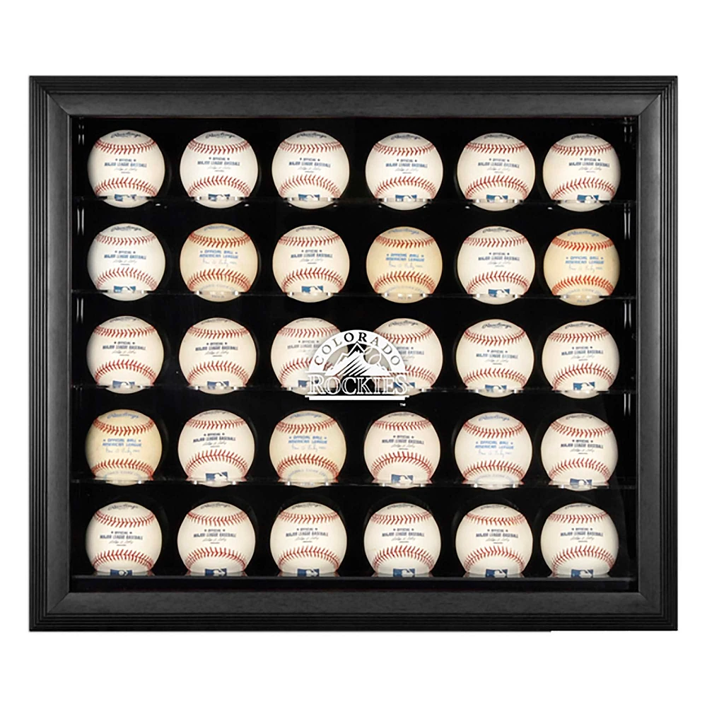 Colorado Rockies Logo Black Framed 30-Ball Display Case