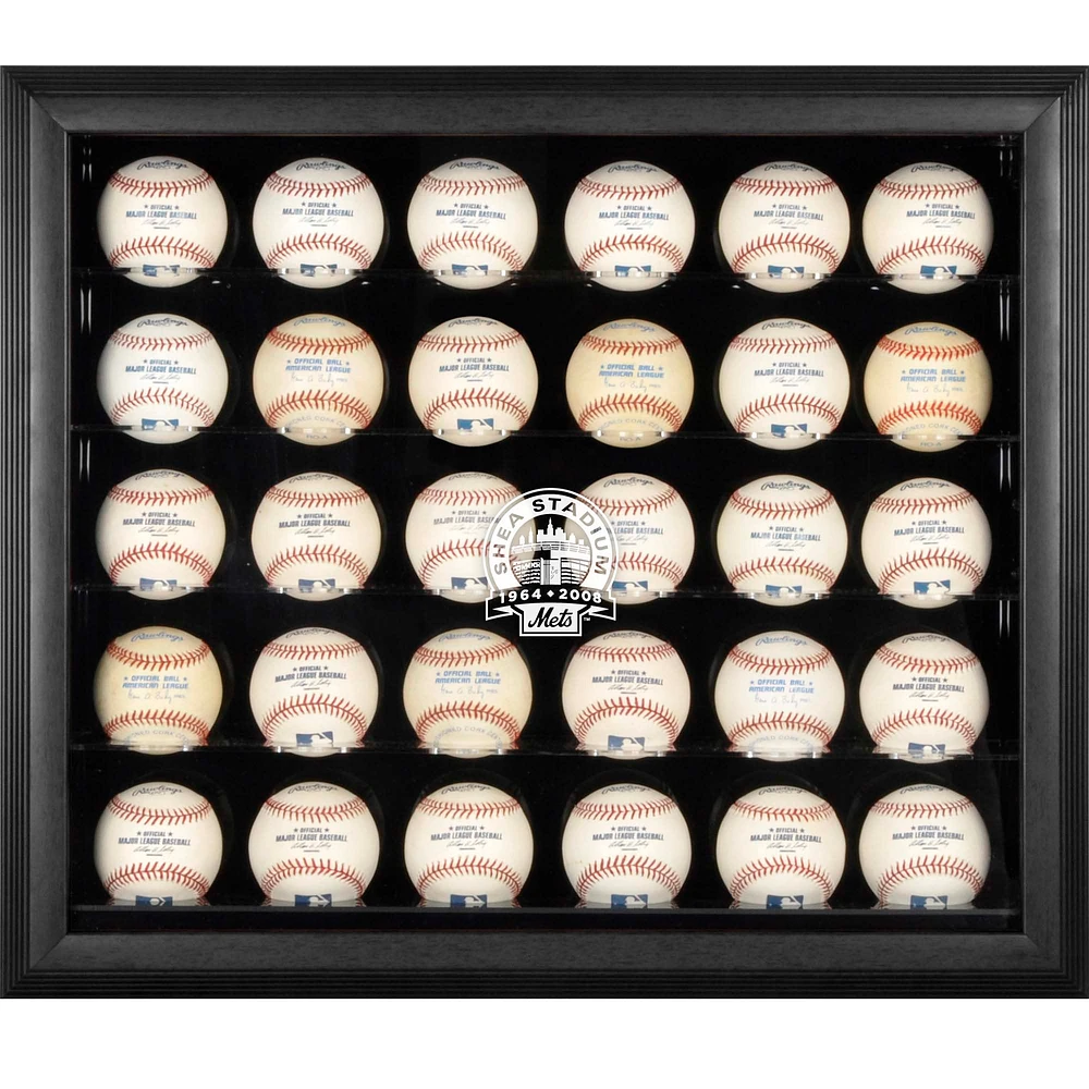 New York Mets Shea Stadium Logo Black Framed 30-Ball Display Case