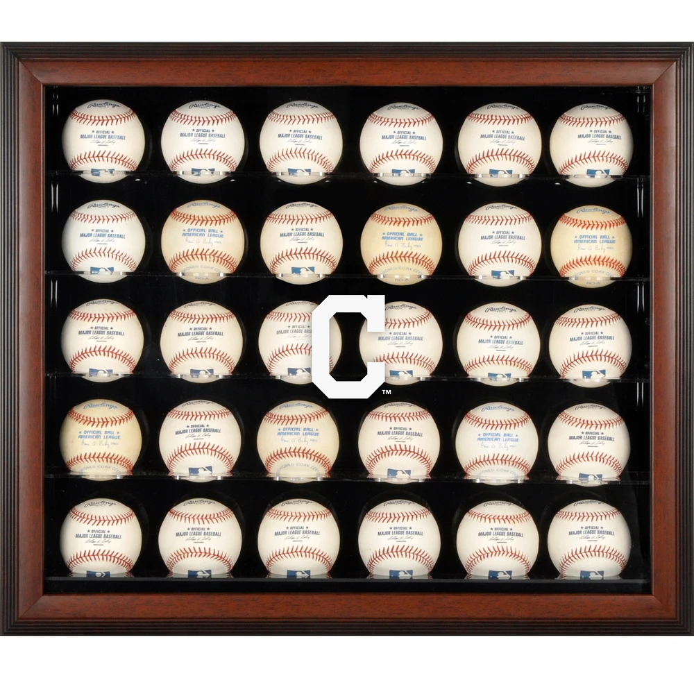 Cleveland Indians Logo Brown Framed 30-Ball Display Case