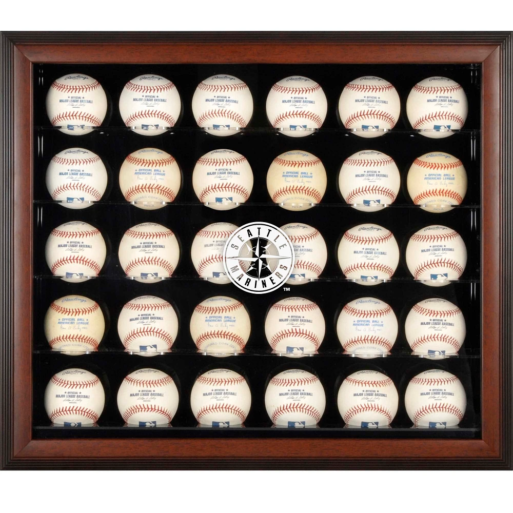 Seattle Mariners Logo Brown Framed 30-Ball Display Case