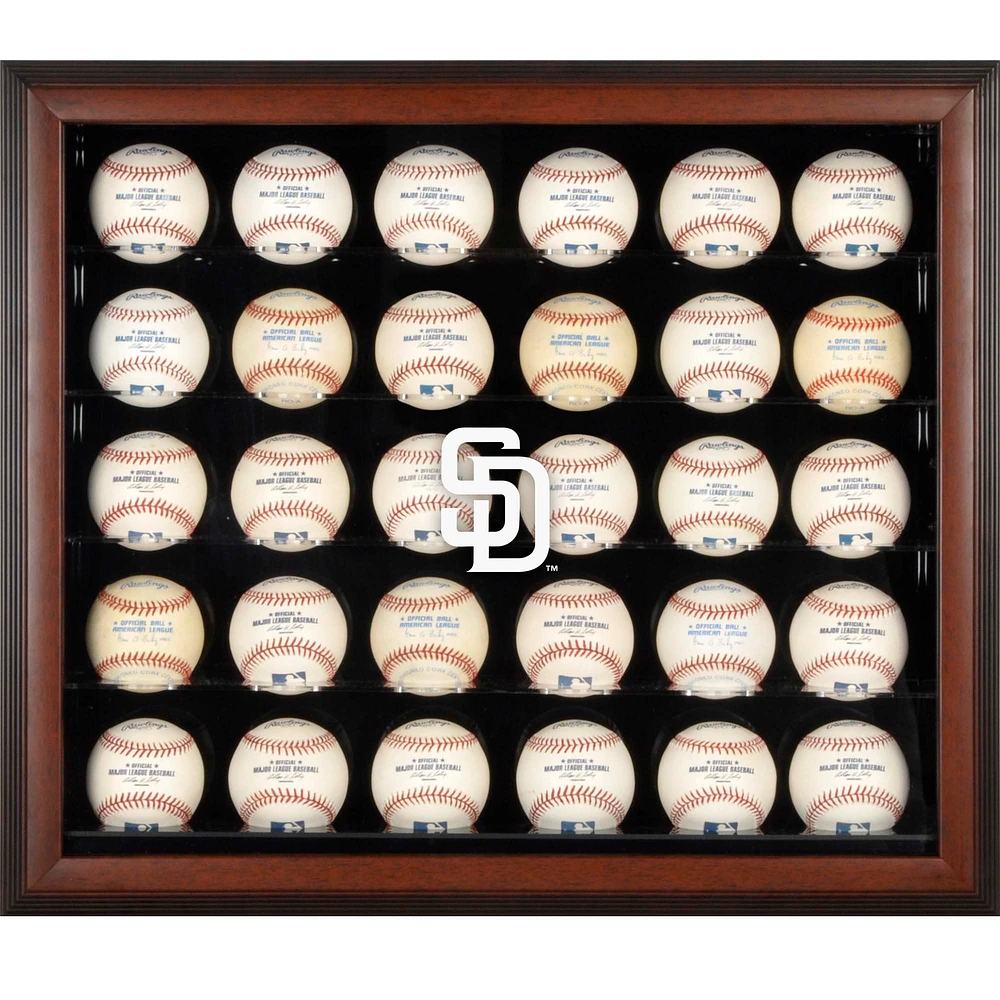 San Diego Padres Logo Brown Framed 30-Ball Display Case