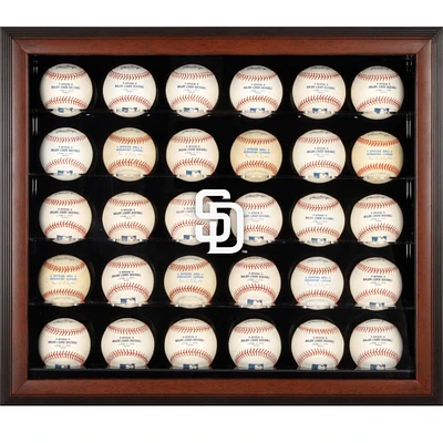 San Diego Padres Logo Brown Framed 30-Ball Display Case